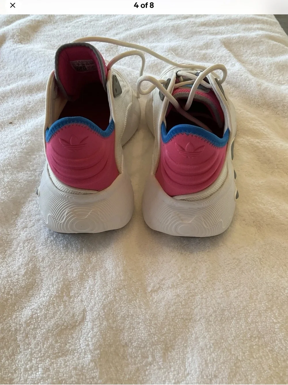 adidas Women's Cream Sneakers with Pink and Blue Accents